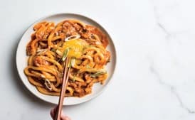 Kimchi Udon with Scallions