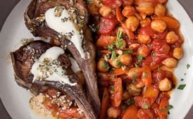 Lamb Chops with Everything-Bagel Yogurt and Chickpeas