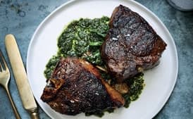 Lamb Chops with Greens and Sorrel Salsa Verde