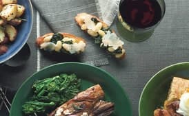 Lamb Chops with Red Onion, Grape Tomatoes, and Feta