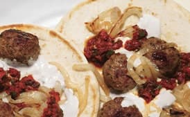 Lamb Köfte with Yogurt Sauce and Muhammara