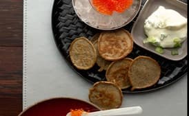 Lemon Blinis with Caviar and Scallion Crème Fraîche