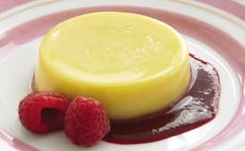 Lemon Custard with Raspberry Sauce