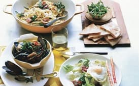 Lemon Fettuccine with Broccoli and Pancetta "Croutons"