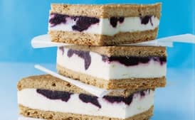 Lemon Ice Cream Sandwiches with Blueberry Swirl