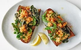 Lentil-Smothered Greens on Fried Bread
