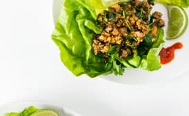 Lettuce Cups with Pork and Quinoa in Peanut Sauce