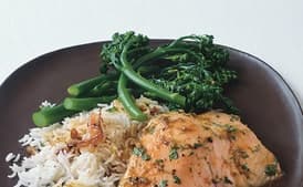 Lime- and Honey-Glazed Salmon with Basmati and Broccolini