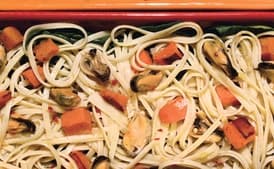 Linguine with Butternut Squash, Spinach, and Mussels