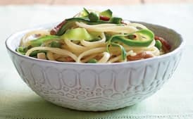 Linguine with Pancetta, Peas, and Zucchini