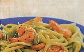 Linguine with Scallion Sauce and Sauteed Shrimp
