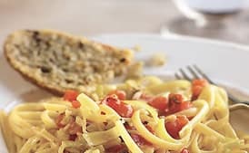 Linguine with Spicy Leek and Tomato Sauce