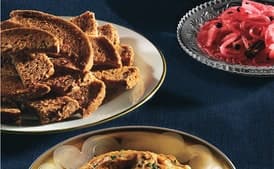 Liptauer with Rye Toast and Pickled Red Onions