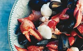 Lobster, Scallops, and Mussels with Tomato Garlic Vinaigrette