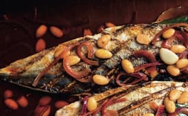 Mackerel Escabeche, Sliced Sweet Capicola, Buttered Rye Crackers, and Celery Leaves