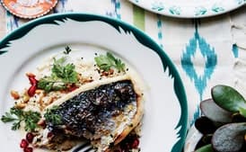 Mackerel with Cauliflower "Couscous" and Tahini