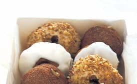 Maple-Glazed Sour Cream Doughnuts with Sugared-Walnut Streusel