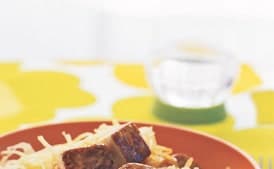 Maple-Glazed Tofu with Spaghetti Squash