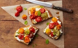Maple-Roasted Tomato Toast with Goat Cheese and Mint