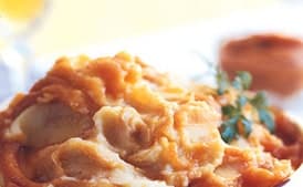 Mashed Potatoes and Turnips with Roasted Pear Purée