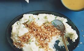 Mashed Turnips and Potatoes with Horseradish Bread Crumbs