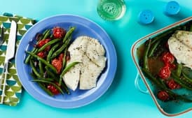 Mediterranean Microwave Fish With Green Beans, Tomatoes, and Olives