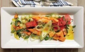 Melon Salad with Arugula, Fennel, and Marjoram