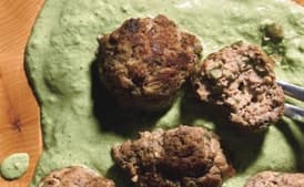 Middle Eastern Bison Meatballs with Cilantro-Yogurt Sauce