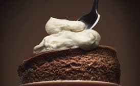 Milk Chocolate Soufflés with Nougat Whip