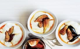 Milk Pudding with Rose Water Caramel and Figs
