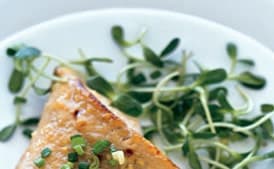 Miso-Glazed Black Cod on Sunflower Sprouts