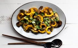 Miso-Harissa Delicata Squash and Brussels Sprouts Salad