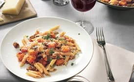 Multi-Grain Pasta with Butternut Squash, Ground Lamb, and Kasseri