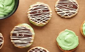 Mummy Sandwich Cookies with White and Dark Chocolate