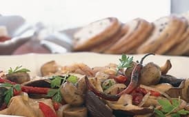 Mushrooms in Escabèche with Red Bell Peppers and Chiles de Arbol