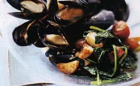 Mussels with Potatoes and Spinach
