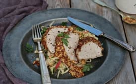 Mustard-Crusted Pork Loin With Apple–Cabbage Slaw