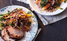 Mustard-Crusted Pork with Farro and Carrot Salad