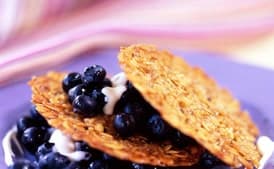 Oat Crisps with Blueberries and Crème Fraîche