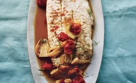 Oil-Poached Halibut with Tomatoes and Fennel