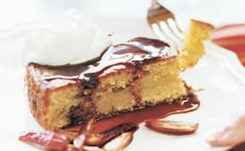 Olive Oil Couscous Cake with Crème Fraîche and Date Syrup