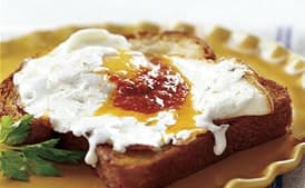 Olive Oil Fried Eggs with Mozzarella and Harissa