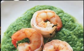 Olive-Oil-Poached Shrimp with Winter Pistou