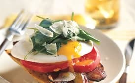 Open-Face Bacon-and-Egg Sandwiches with Arugula