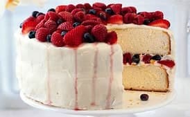 Orange Layer Cake with Buttercream Frosting and Berries