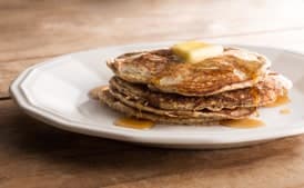 Orange Poppy Seed Pancakes with Rosemary Maple Syrup