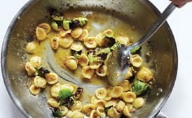 Orecchiette Carbonara with Charred Brussels Sprouts