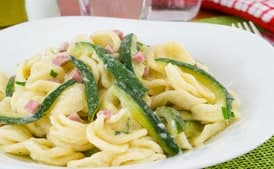 Orecchiette Pasta with Peas, Ham, and Cream