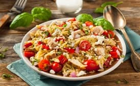 Orzo Salad with Feta, Olives and Bell Peppers