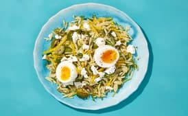 Orzo with Beets, Olives, Feta, and Soft-Boiled Eggs
